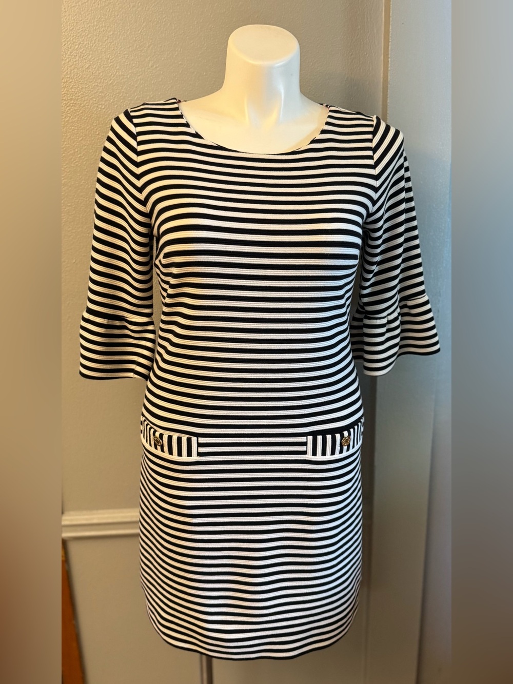Lilly Pulitzer Black and White Striped Midi Dress